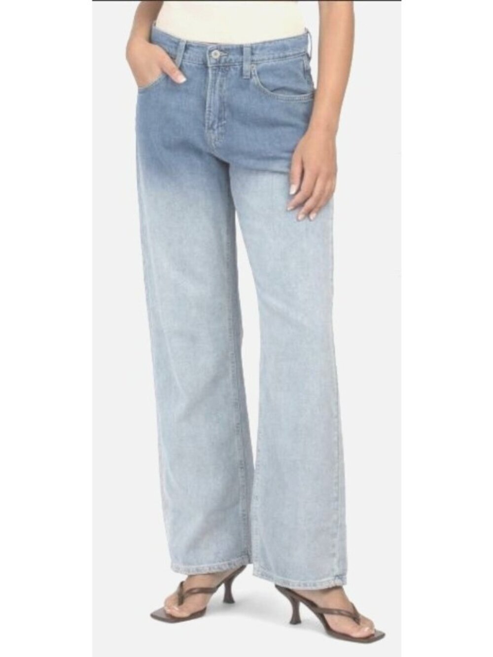 Lucky Brand Womens High Rise Ombre Faded Wide Leg Jeans Sz 31 New